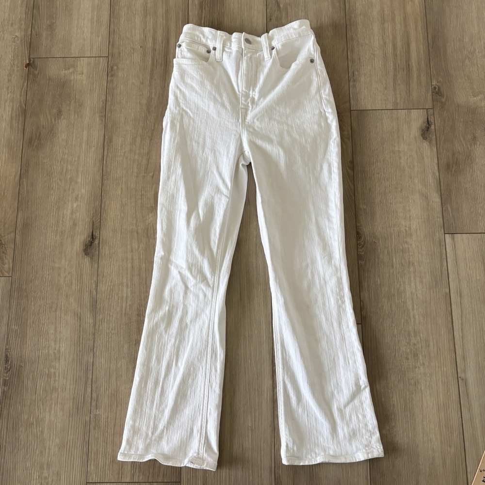 J‎ Crew Flare Crop High Rise White Jean Signature Stretch Womens 25 White Denim